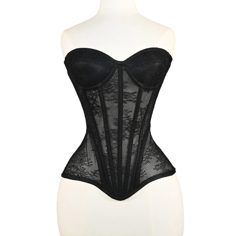 Boning Corset Steel - Corsé de malla para mujer, corpiño